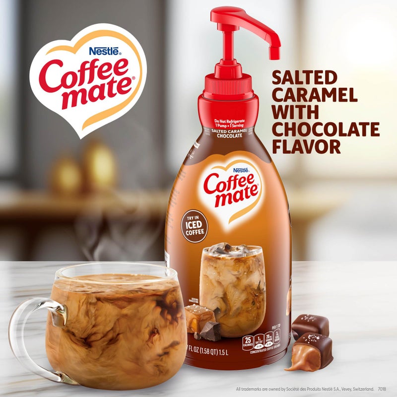 Coffee Mate Nestle Coffee mate Coffee Creamer, Salted Caramel Chocolate, Concentrated Liquid Pump Bottle, Non Dairy, No Refrigeration, 50.7 oz (Pack of 2) - Image 2